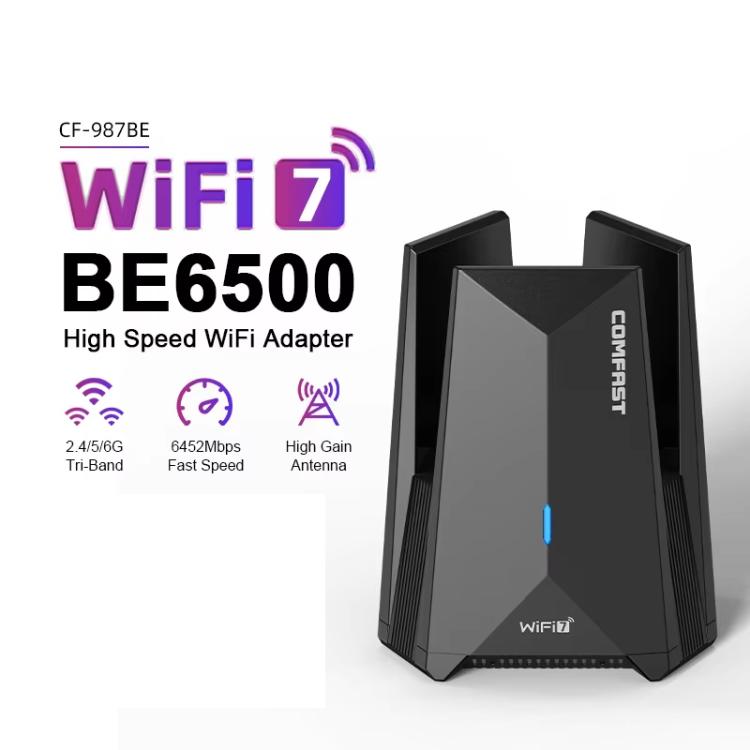 COMFAST CF-987BE Tri-band 6500Mbps WiFi7 USB 3.0 Wireless Network Adapter, CF-987BE COMFAST CF-987BE Tri-band 6500Mbps WiFi7 USB 3.0 Wireless Network Adapter, CF-987BE